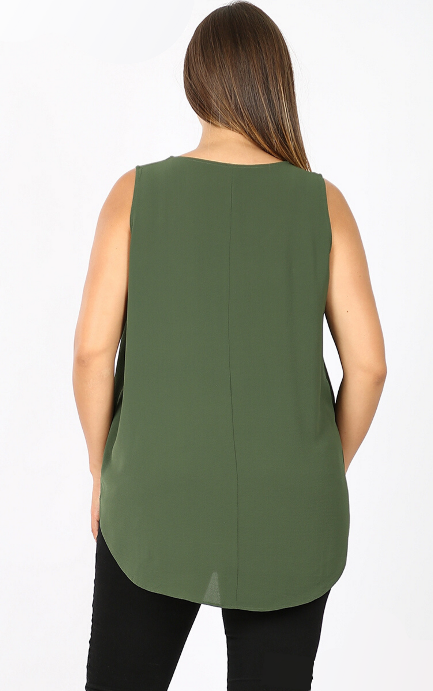 Woven Crepe Sleeveless Shell